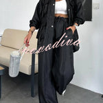 Easy on Me Metallic Fabric Elastic Waist Pocketed Wide Leg Pants