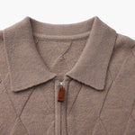 Heritage Diamond Knit Zip Cardigan