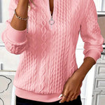 Solid Color Casual Long Sleeve Round Neck Zipper Sweatshirt