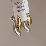 French Versatile Contrast Color Drop Shape Stud Earrings
