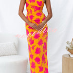 Right Time Floral Print One Shoulder Slit Party Maxi Dress