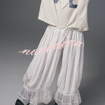 Pastoral Style Elastic Waist Lace Hem Bloomer Pants