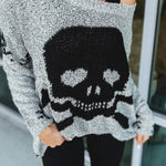 Toxic Ways Knit Skull Pattern Relaxed Sweater