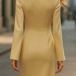 Fashion V-neck Long-sleeved Button-down Slit Slim-fit Mini Dress