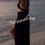 Aphrodite Draped Braids Crop Tank and Wrap Slit Maxi Skirt Set