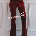 Delicate Daze Velvet High Rise Elastic Waist Flare Pants