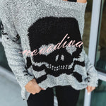 Toxic Ways Knit Skull Pattern Relaxed Sweater