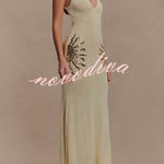 Sparkling Nights Knit Sunburst Sequin Detail Back Cross Straps Stretch Maxi Dress