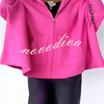 Warm Call Knit Long Sleeve Zipper Plush Hooded Pocket Loose Cardigan