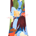Bright and Bold Satin Abstract Color Blocks Print Elastic Waist Drape Maxi Skirt