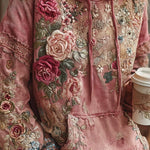 Floral Print Loose Hooded Long-Sleeved Sweatshirt