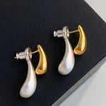 French Versatile Contrast Color Drop Shape Stud Earrings