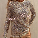 Keep It Shine Sequin Long Sleeve Shift Blouse
