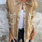 Fashionable Lapel Metal Buckle Casual Loose Jacket