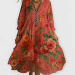 Ava Cooper | Floral V-Neck Midi Dress For Women