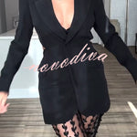 Queen Temperament Button Up Long Sleeve Backless Lapel Blazer