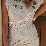 Fashion Crochet Hollow Loose Beach Cover-up Mini Dress