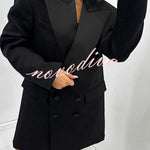 Chic Style Satin Lapel Button Up Long Sleeve Oversized Blazer