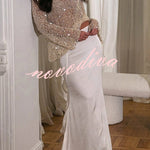 Fashion Sequined Hollow Long Sleeve Loose Knit Top
