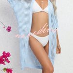 Surprising Half Sleeve Patchwork Cutout Beach Cover Up
