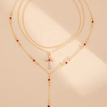 Fashionable Diamond Cross Chain Elegant Multi-layered Necklace
