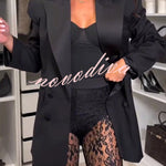 Chic Style Satin Lapel Button Up Long Sleeve Oversized Blazer