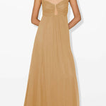 Soft and Elegant Metal Hollow Design Back Smocked A-line Slip Maxi Dress