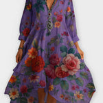 Ava Cooper | Floral V-Neck Midi Dress For Women