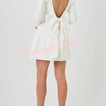 Gift for You Puff Shoulder Long Sleeve Back Bow Detail Mini Dress