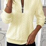 Solid Color Casual Long Sleeve Round Neck Zipper Sweatshirt