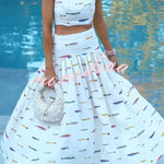 Island Resort Linen Blend Back Smocked Crop Tank and High Rise A-line Maxi Skirt Set