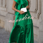 Ever Yours Satin Oversized Bow Detail Sleeveless Loose Maxi Dress