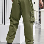 KZZ Men's Regular Fit Solid Flap Zipper Pocket Cargo Pants