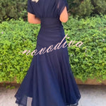 Unique Printed V-Neck Waisted Mesh Holiday Maxi Dress