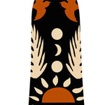Abstract Art Birds and Sun Print Color Block High Waist Bikini Skirt Set