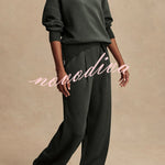 Barker High-Neck Long Sleeve Side Zipper Sweatshirt and Elastic Waist Pocketed Loose Pants Set