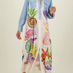 Take A Trip Marine Elements Unique Print Patchwork Pocketed Long Shirt Coat