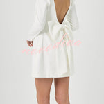 Gift for You Puff Shoulder Long Sleeve Back Bow Detail Mini Dress