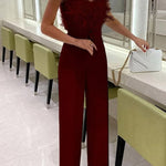 Feather Tube Top Jumpsuit