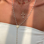 Fashionable Diamond Cross Chain Elegant Multi-layered Necklace