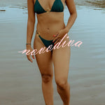 Sexy Halterneck Lace-up Metallic Stretch Two-piece Bikini Swimsuit