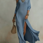 Solid Color Loose Slit Beach Maxi Dress