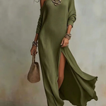 Solid Color Loose Slit Beach Maxi Dress