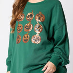 Halloween Pumpkin Sequin Loose Casual Sweatshirt