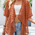Casual See Through Patchwork Pom Pom Short Sleeved Cover Up