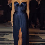Stunning The Audience Pliss¨¦ Satin Off Shoulder Drape Slit Gown Maxi Dress