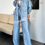 Easy on Me Metallic Fabric Elastic Waist Pocketed Wide Leg Pants
