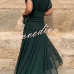 Unique Printed V-Neck Waisted Mesh Holiday Maxi Dress