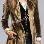 Vintage Velvet Long Loose Pocket Slit Coat