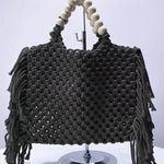 Fashion Woven Open Tassel Tote